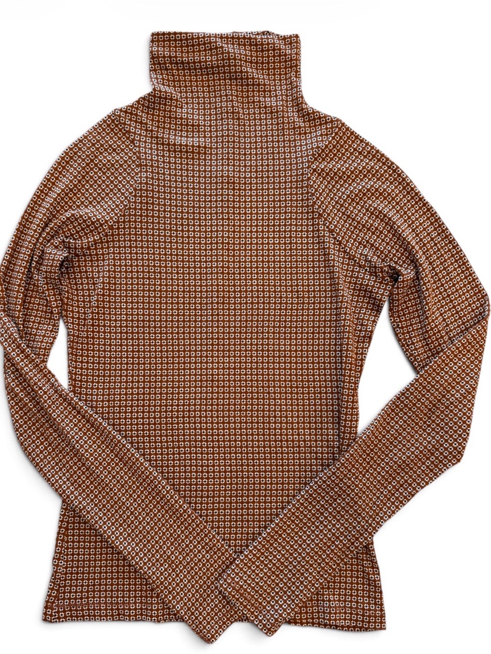 Rag & Bone Brown Geometric Turtleneck Long Sleeve Shirt - Women